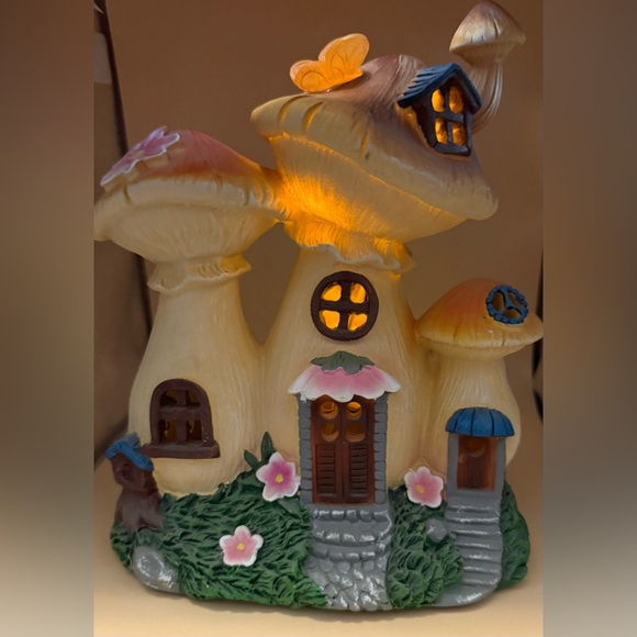 None Other - Whimsical Mushroom House Night Light